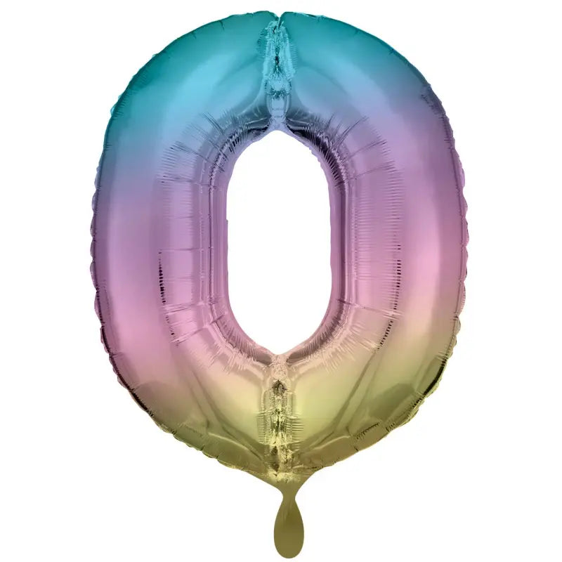 Zahl 0 Regenbogen | Größe 83 cm | XXL Folienballon