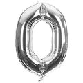 Zahl 0 Silber | Größe 86 cm | XXL Folienballon