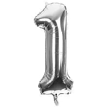 Zahl 1 Silber | Größe 86 cm | XXL Folienballon
