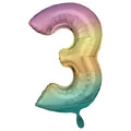 Zahl 3 Regenbogen | Größe 86 cm |  XXL Folienballon