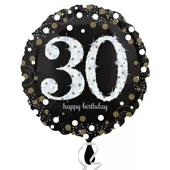 30 Happy Birthday! Größe 43 cm | Schwarz