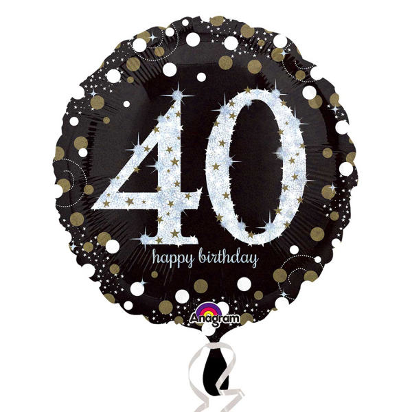 40 Happy Birthday! Größe 43 cm | Dunkel