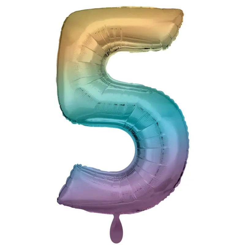 Zahl 5 Regenbogen  | Größe 86 cm |  XXL Folienballon