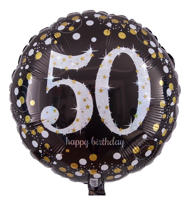50 Happy Birthday! Größe 43 cm | Schwarz