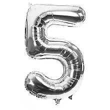Zahl 5 Silber | Größe 86 cm | XXL Folienballon