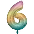 Zahl 6 Regenbogen  | Größe 86 cm |  XXL Folienballon