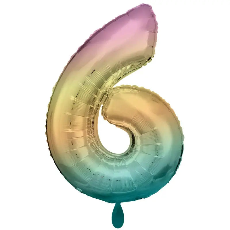 Zahl 6 Regenbogen  | Größe 86 cm |  XXL Folienballon