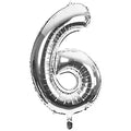 Zahl 6 Silber | Größe 86 cm | XXL Folienballon