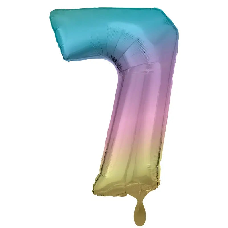 Zahl 7 Regenbogen  | Größe 86 cm |  XXL Folienballon