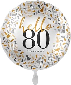 80 Hello Glückwunsch ! Größe 43 cm | Bunt