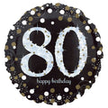 80 Happy Birthday! Größe 43 cm | Schwarz