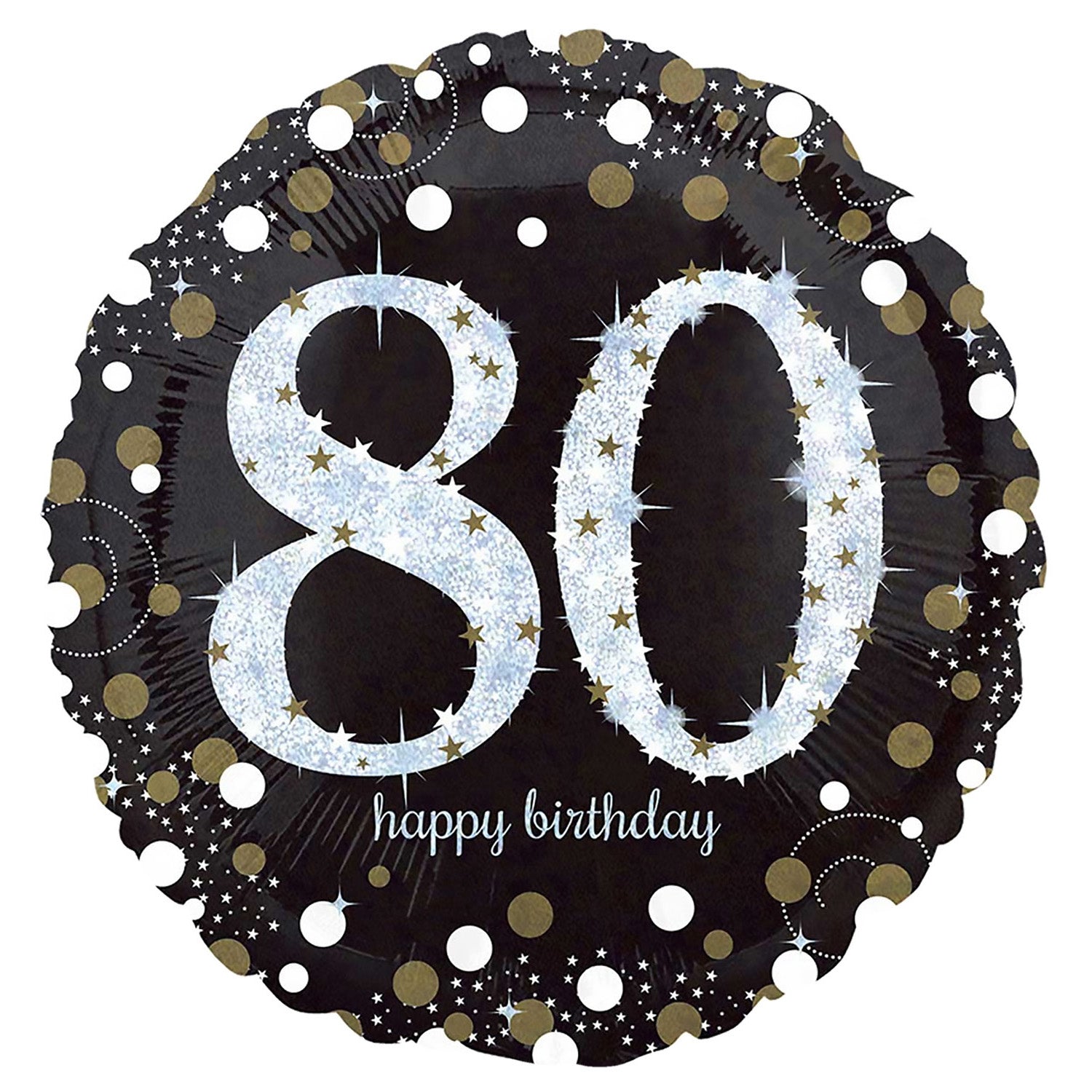 80 Happy Birthday! Größe 43 cm | Schwarz