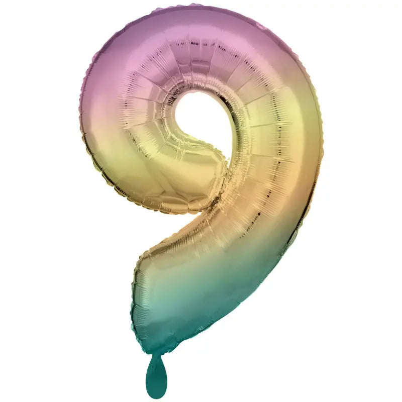 Zahl 9 Regenbogen  | Größe 86 cm |  XXL Folienballon
