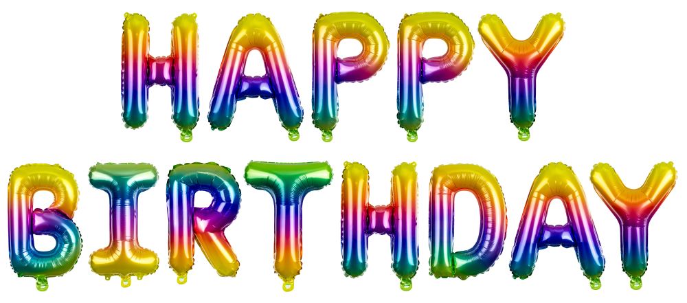 Happy Birthday! Schriftzug 3,4m x 35 cm | Regenbogen