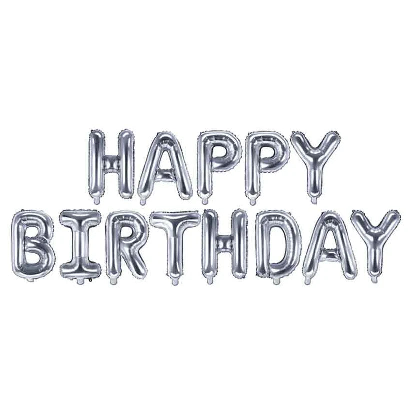Happy Birthday! Schriftzug 3,4m x 35 cm | Silber