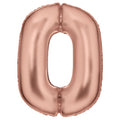 Zahl 0 Roségold | Größe 86 cm | XXL Folienballon