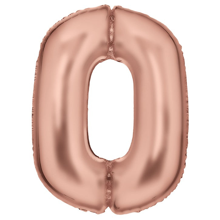 Zahl 0 Roségold | Größe 86 cm | XXL Folienballon