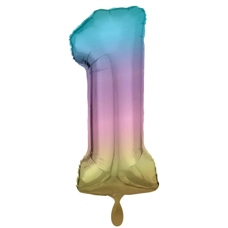 Zahl 1 Regenbogen | Größe 86 cm | XXL Folienballon