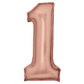 Zahl 1 Roségold | Größe 86 cm | XXL Folienballon