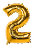 Zahl 2 Gold | Größe 86 cm | XXL Folienballon