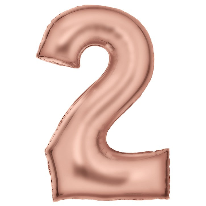 Zahl 2 Roségold | Größe 86 cm | XXL Folienballon