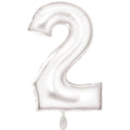 Zahl 2 Satinweiß | Größe 86 cm | XXL Folienballon