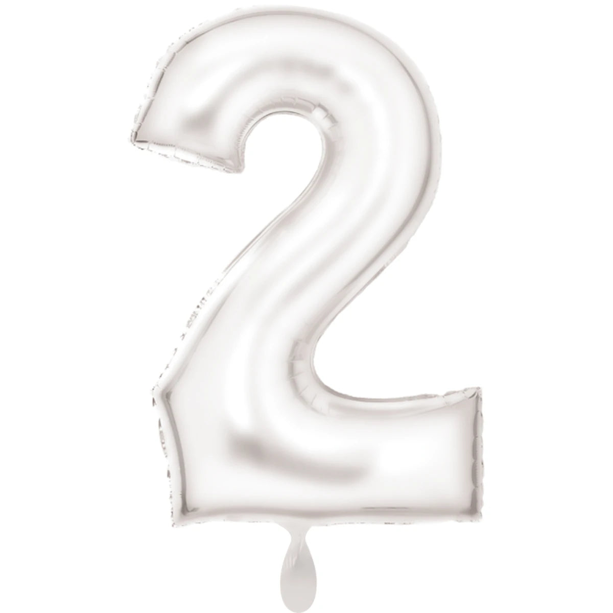 Zahl 2 Satinweiß | Größe 86 cm | XXL Folienballon