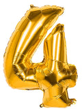 Zahl 4 Gold | Größe 86 cm | XXL Folienballon