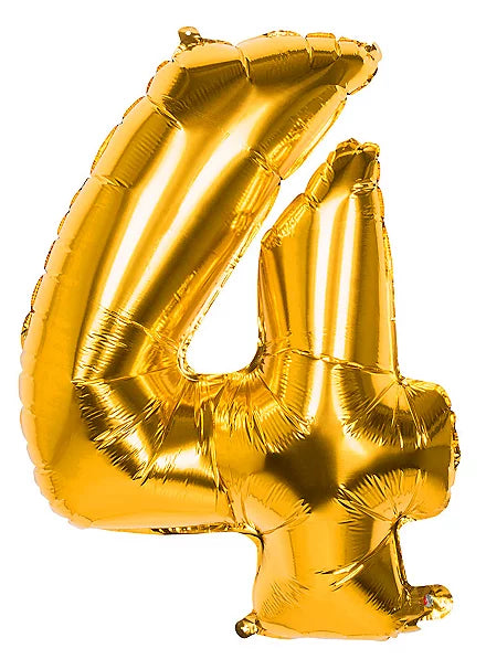 Zahl 4 Gold | Größe 86 cm | XXL Folienballon