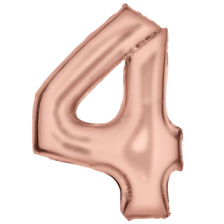 Zahl 4 Roségold | Größe 86 cm | XXL Folienballon