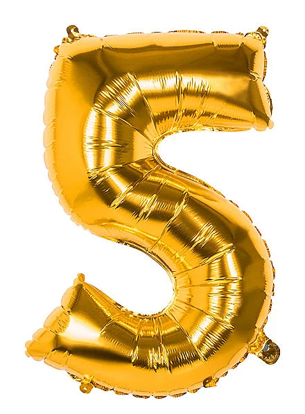 Zahl 5 Gold | Größe 86 cm | XXL Folienballon