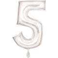 Zahl 5 Satinweiß | Größe 86 cm | XXL Folienballon