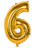 Zahl 6 Gold | Größe 86 cm | XXL Folienballon