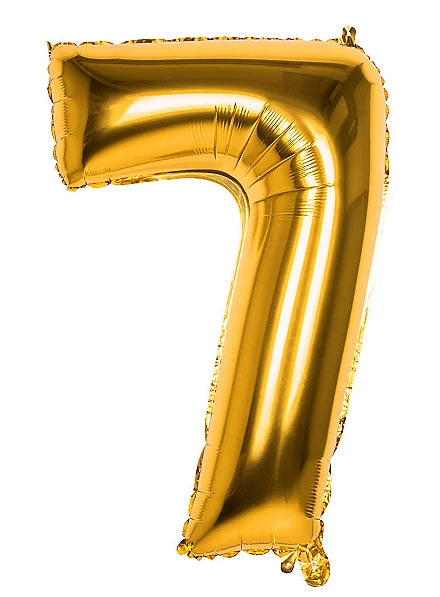 Zahl 7 Gold | Größe 86 cm | XXL Folienballon