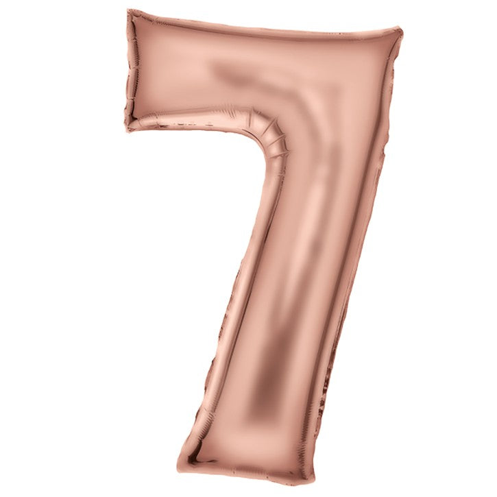 Zahl 7 Roségold | Größe 86 cm | XXL Folienballon