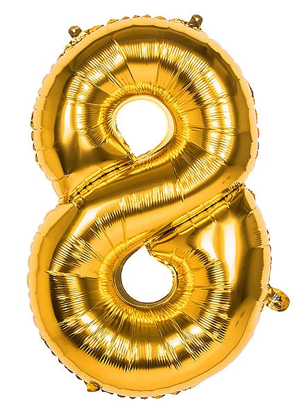 Zahl 8 Gold | Größe 86 cm | XXL Folienballon