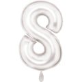 Zahl 8 Satinweiß | Größe 86 cm | XXL Folienballon