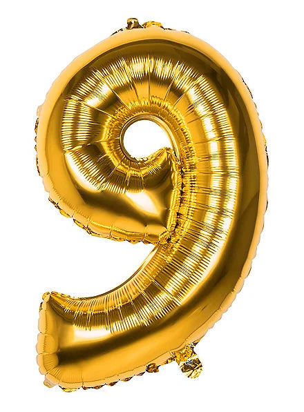 Zahl 9 Gold | Größe 86 cm | XXL Folienballon