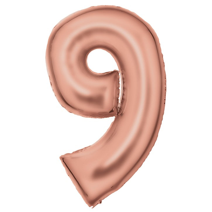 Zahl 9 Roségold | Größe 86 cm | XXL Folienballon