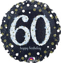60 Happy Birthday! Größe 43 cm | Schwarz