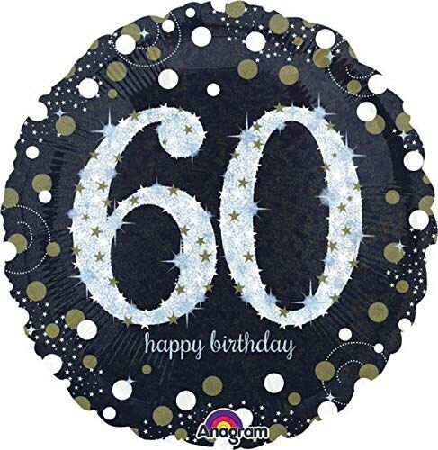 60 Happy Birthday! Größe 43 cm | Schwarz