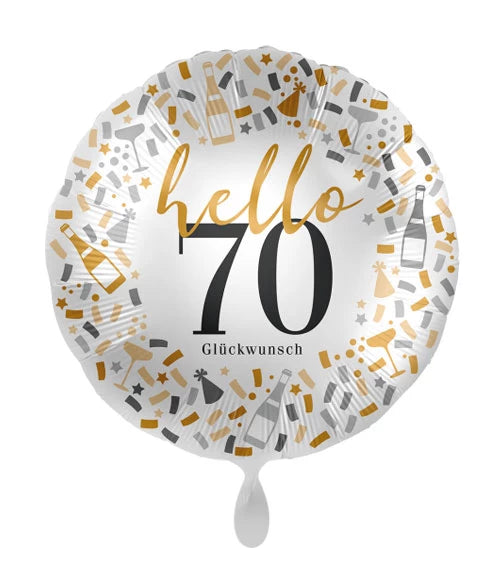 70 Hello Glückwunsch ! Größe 43 cm | Bunt